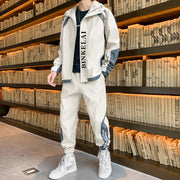 Men's hooded jacket set 2021 spring new bunch of trousers standing long-sleeved sports casual two-piece