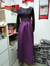 Factory direct supply European and American lace stitching retro big swing skirt Muslim ethnic style long-sleeved slim dress 1025