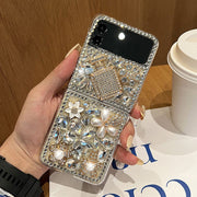 Samsung ZFlip3 full drill mobile phone shell female folding screen ZFlip4 pumpkin car perfume bottle silicone soft cover for