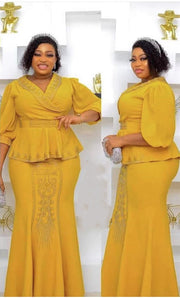 2 Pieces Set Plus Size Clothes Dashiki Skirts And Top for Women Ankara Wedding Party Gown Outfits New Robes