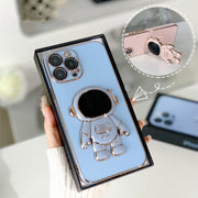 Electroplated astronaut folding stand case For iphone 11 12 13 Pro Max 14 pro x xr xs 7 8plus Glass Camera protector film cover