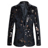 Men's Floral Print Bronzing Slim Fit Large Size 6XL Suit Coat Fashion Casual Male Banquet Blazer Jacket