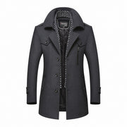 FGKKS Man Classic Fashion Trench Coat Male Long Jacket Slim Fit Overcoat Casual Wool Blends Warm Outerwear Windbreaker Men