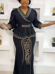 2 Pieces Set Plus Size Clothes Dashiki Skirts And Top for Women Ankara Wedding Party Gown Outfits New Robes