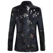 Men's Floral Print Bronzing Slim Fit Large Size 6XL Suit Coat Fashion Casual Male Banquet Blazer Jacket