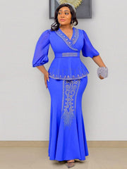 2 Pieces Set Plus Size Clothes Dashiki Skirts And Top for Women Ankara Wedding Party Gown Outfits New Robes