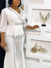 2 Pieces Set Plus Size Clothes Dashiki Skirts And Top for Women Ankara Wedding Party Gown Outfits New Robes