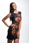 Women's Boat Neck Crimson Floral Fashion Dress